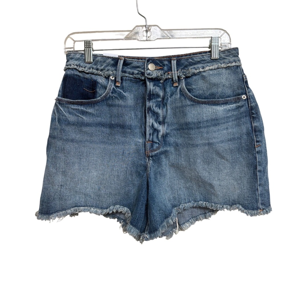 NWT Good American High Rise Cut Off Jean Shorts Blue Denim Womens Size 6/28